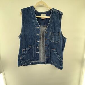 Vintage St. John's Bay Denim Vest XL 100% Cotton Utility Pockets Y2K Western